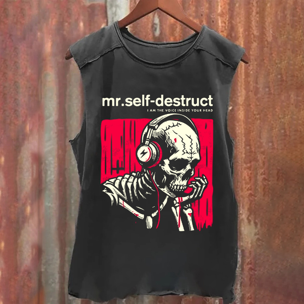 Unisex Washed Nine Inch Nails Mr Self Destruct Music Tank Top
