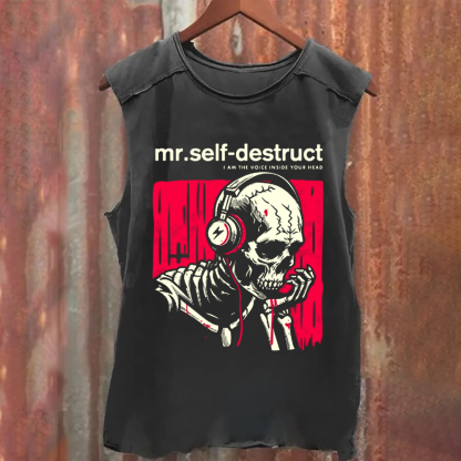 Unisex Washed Nine Inch Nails Mr Self Destruct Music Tank Top