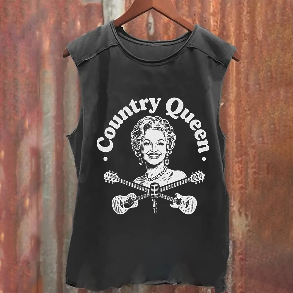 Unisex Vintage Washed Dolly Parton Singer Tank Top