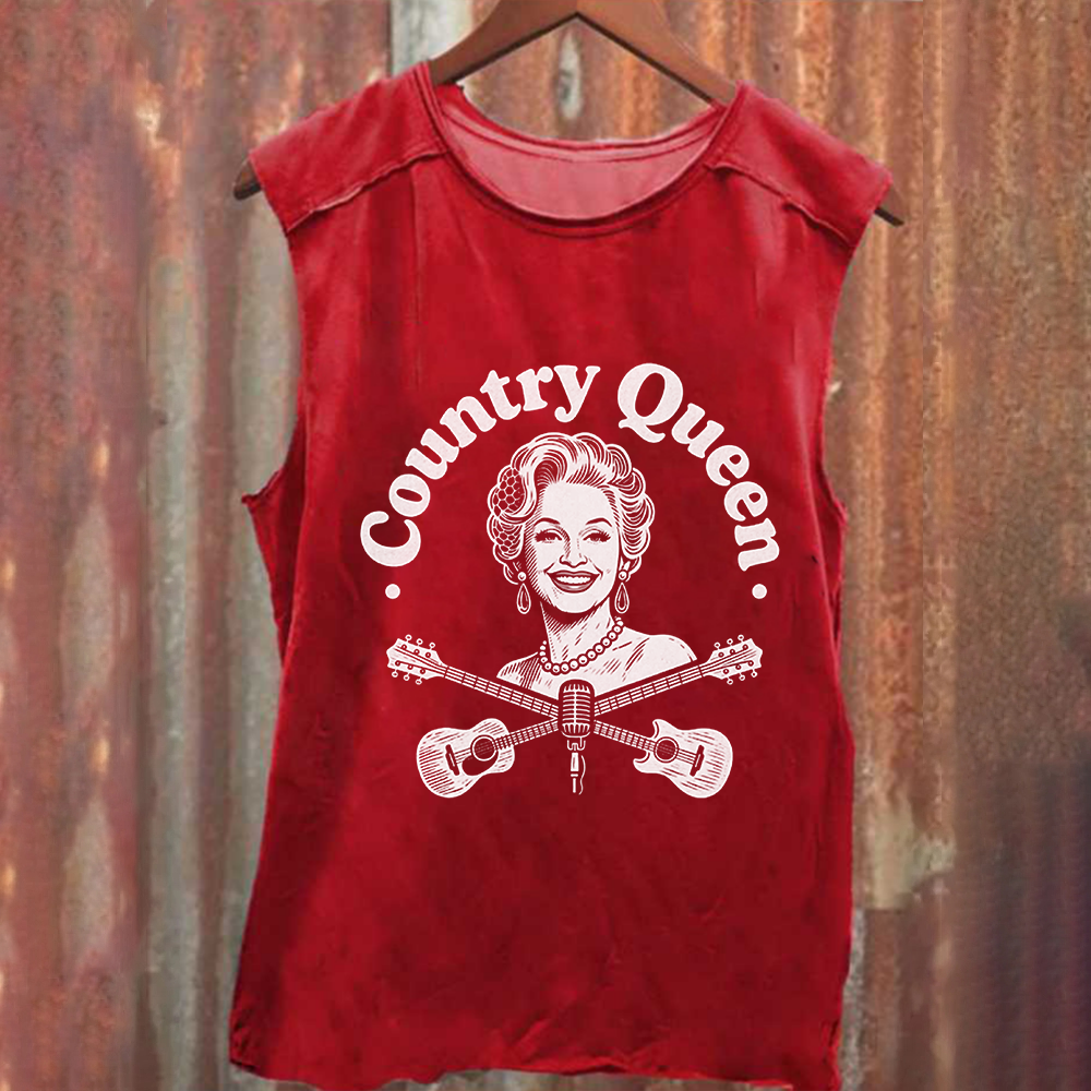 Unisex Vintage Washed Dolly Parton Singer Tank Top