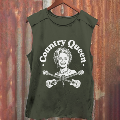Unisex Vintage Washed Dolly Parton Singer Tank Top