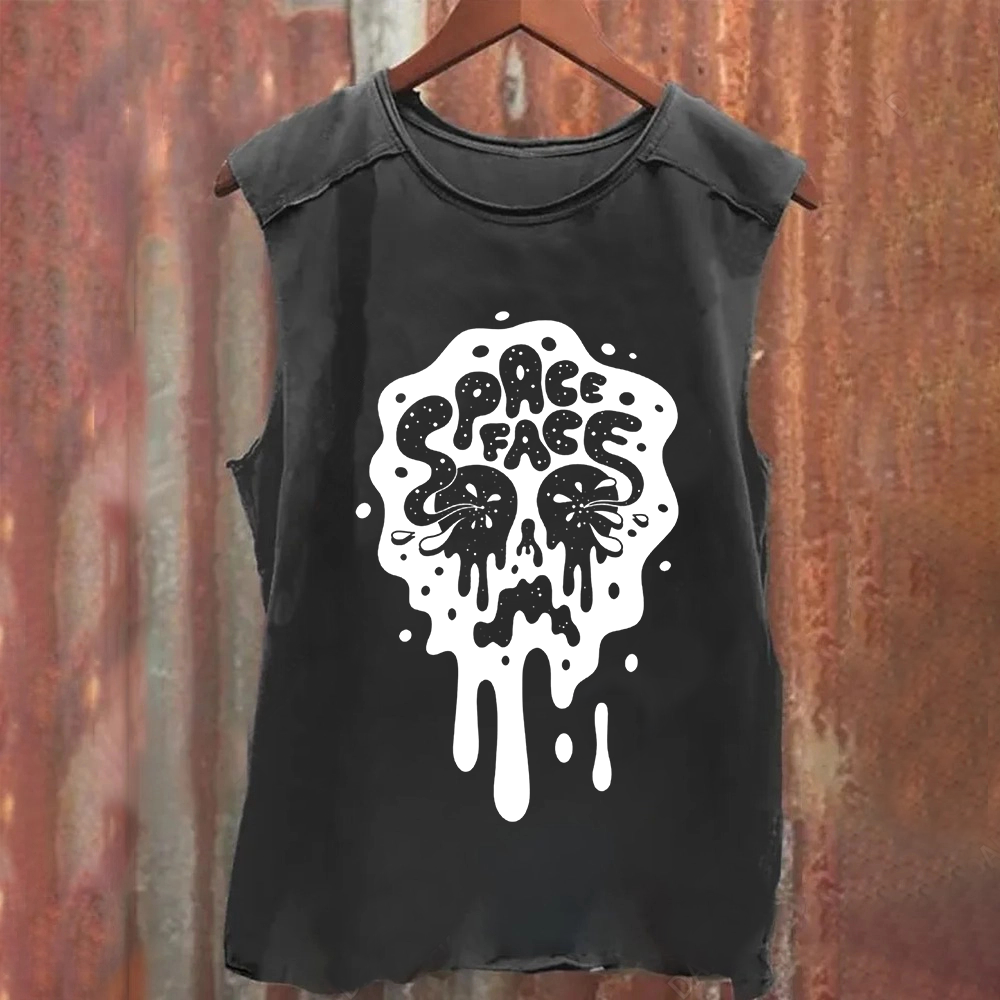 Unisex Vintage Washed Spaceface Band  Tank Top
