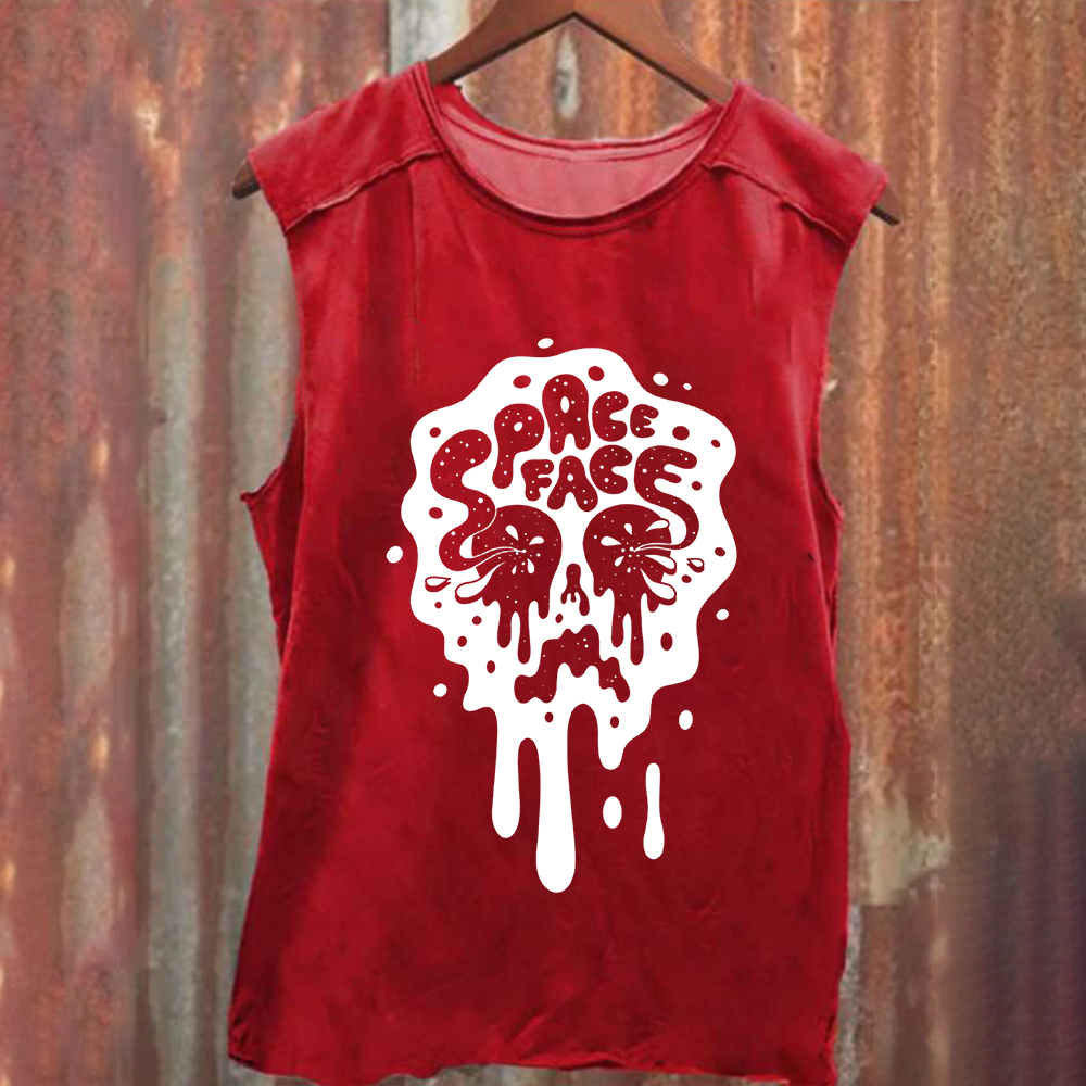Unisex Vintage Washed Spaceface Band  Tank Top