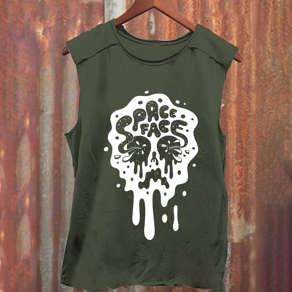 Unisex Vintage Washed Spaceface Band  Tank Top