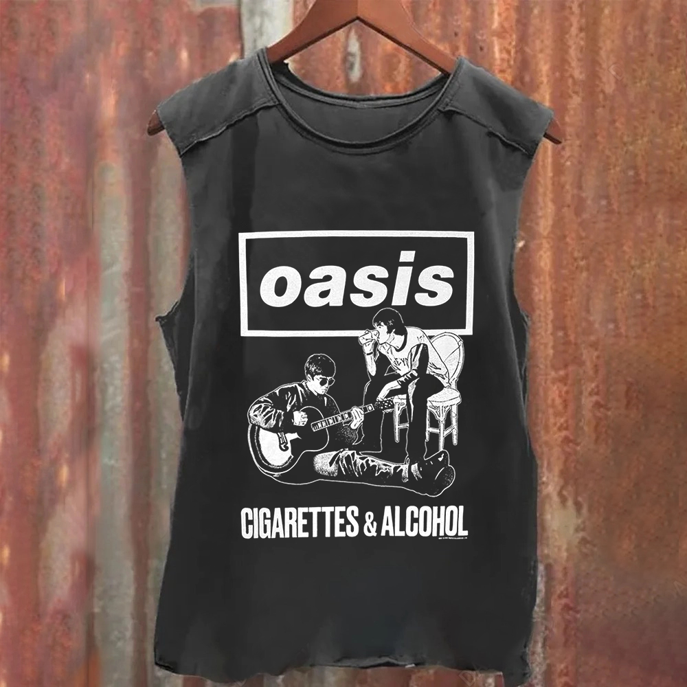 Unisex Vintage Washed Oasis Band Tank Top