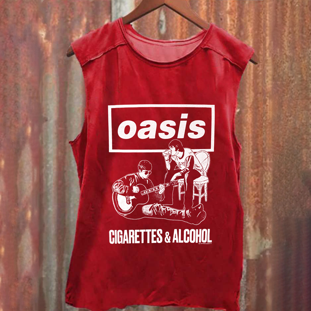 Unisex Vintage Washed Oasis Band Tank Top