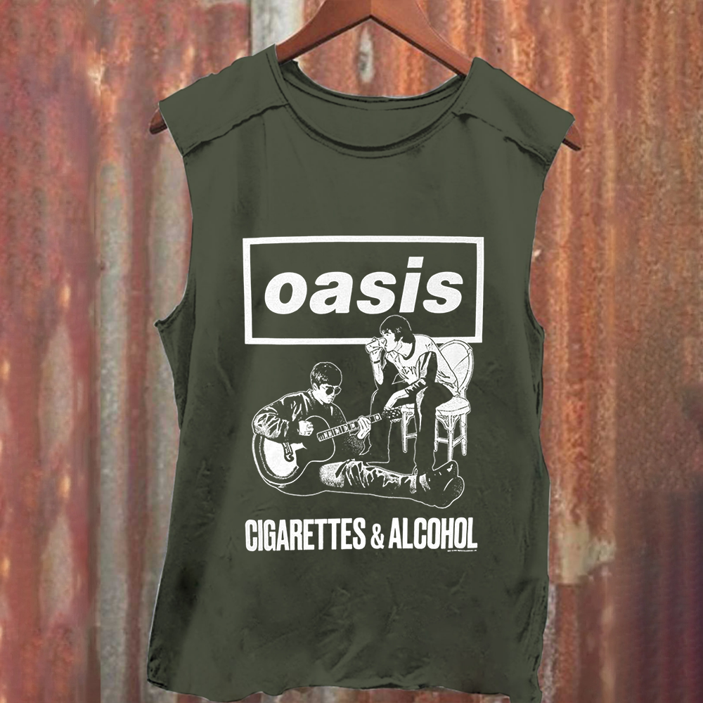 Unisex Vintage Washed Oasis Band Tank Top