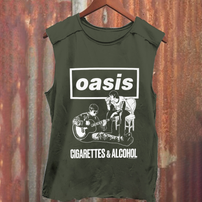 Unisex Vintage Washed Oasis Band Tank Top