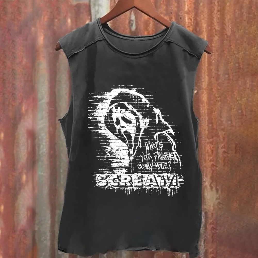 Unisex Vintage Washed Scream horror movie Tank Top