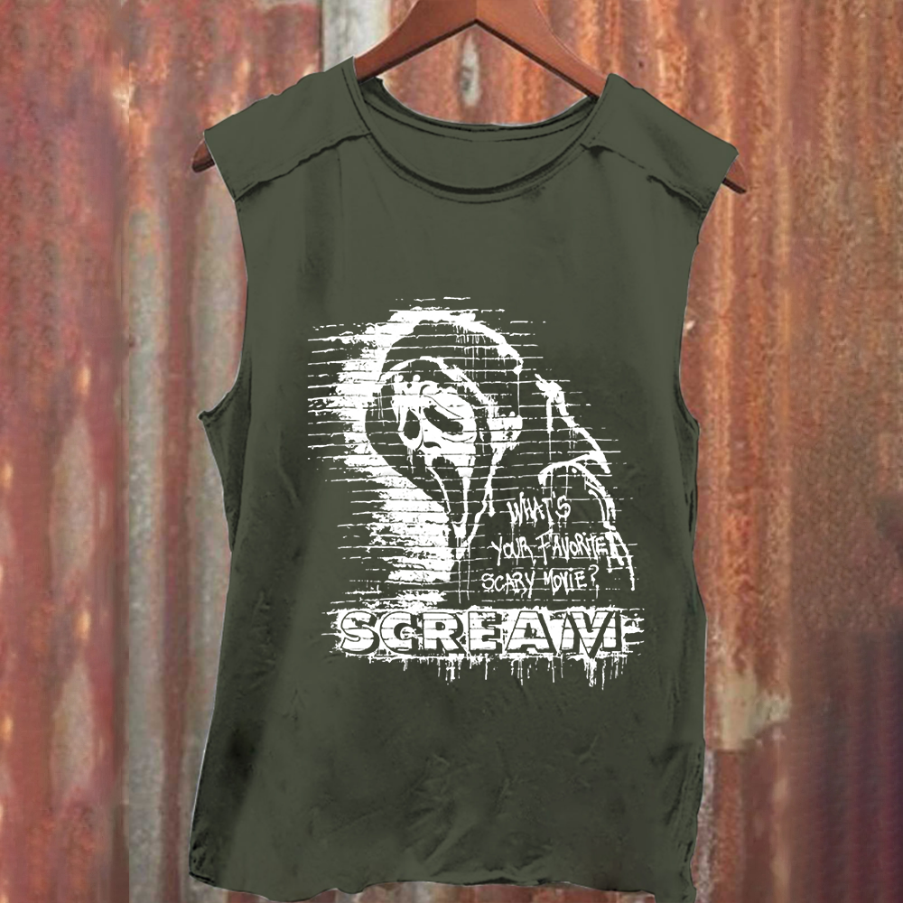 Unisex Vintage Washed Scream horror movie Tank Top