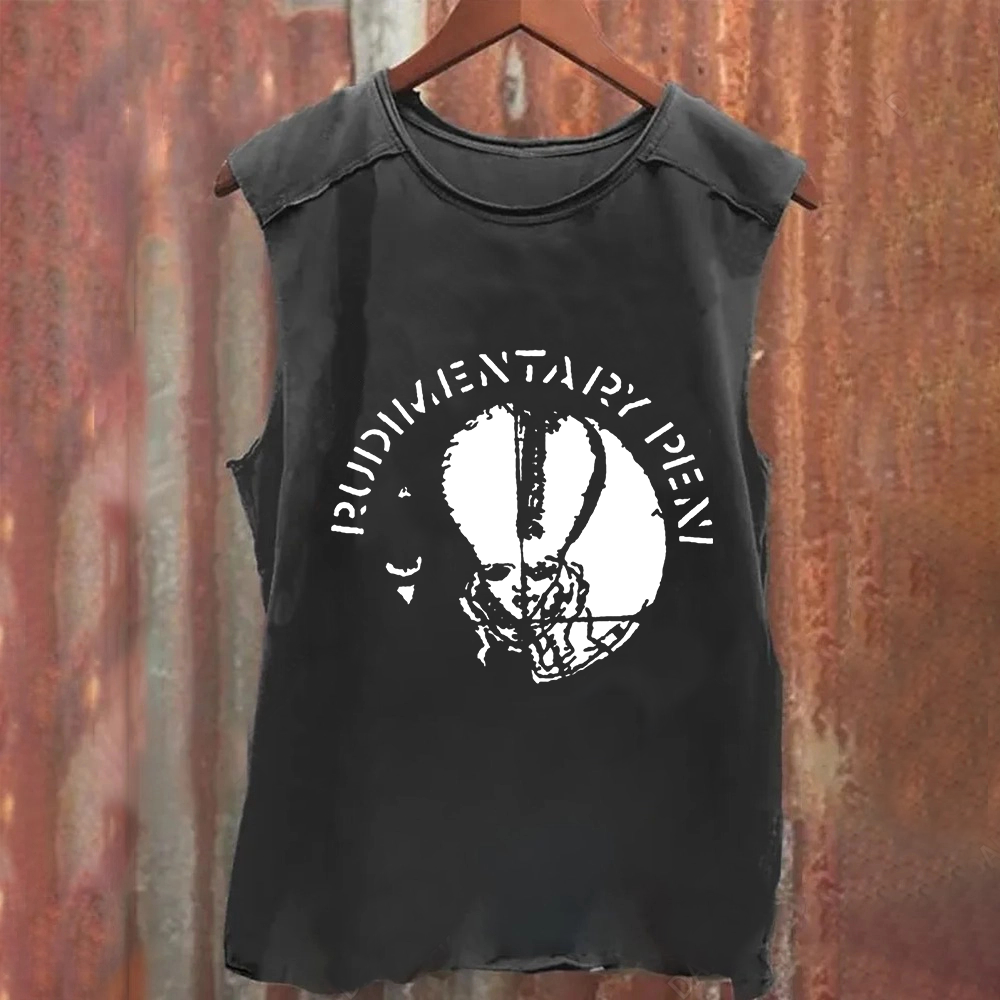 Unisex Vintage Washed Rudimentary Peni Punk Band Tank Top