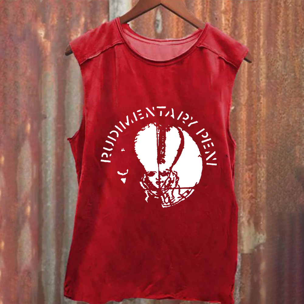 Unisex Vintage Washed Rudimentary Peni Punk Band Tank Top