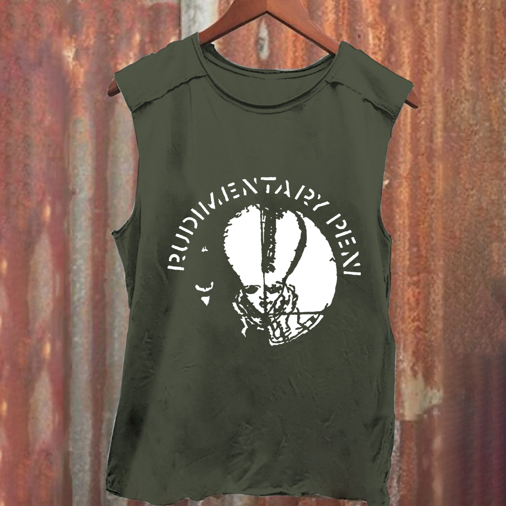 Unisex Vintage Washed Rudimentary Peni Punk Band Tank Top