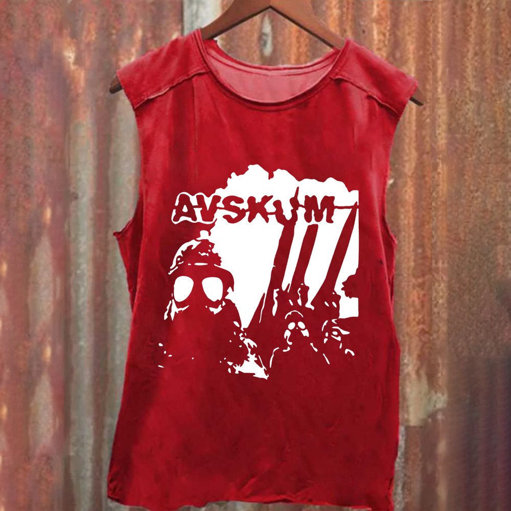 Unisex Vintage Washed Avskum Punk Band  Tank Top