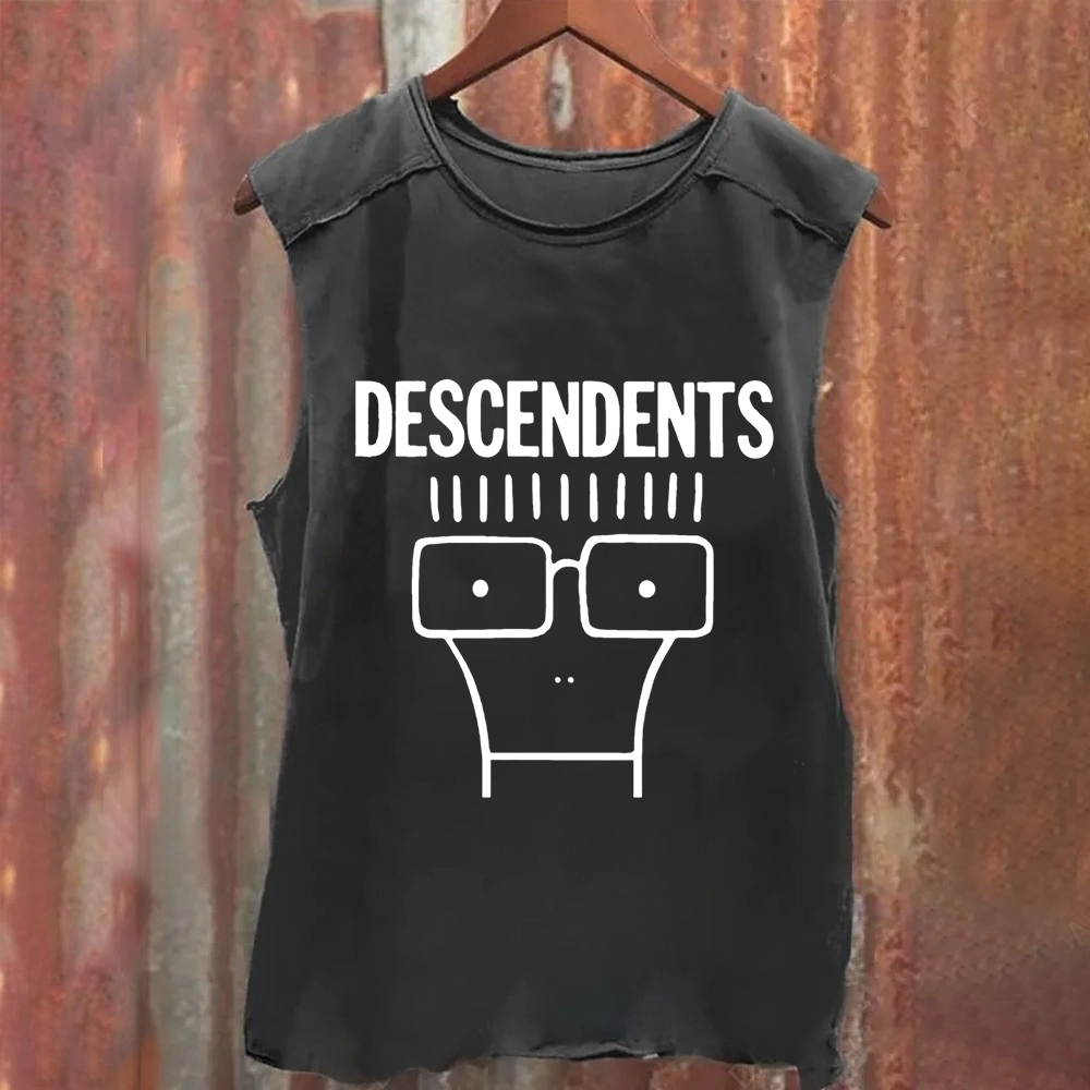 Unisex Vintage Washed Descendents Punk Rock Band Tank Top