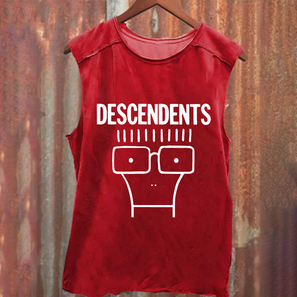 Unisex Vintage Washed Descendents Punk Rock Band Tank Top