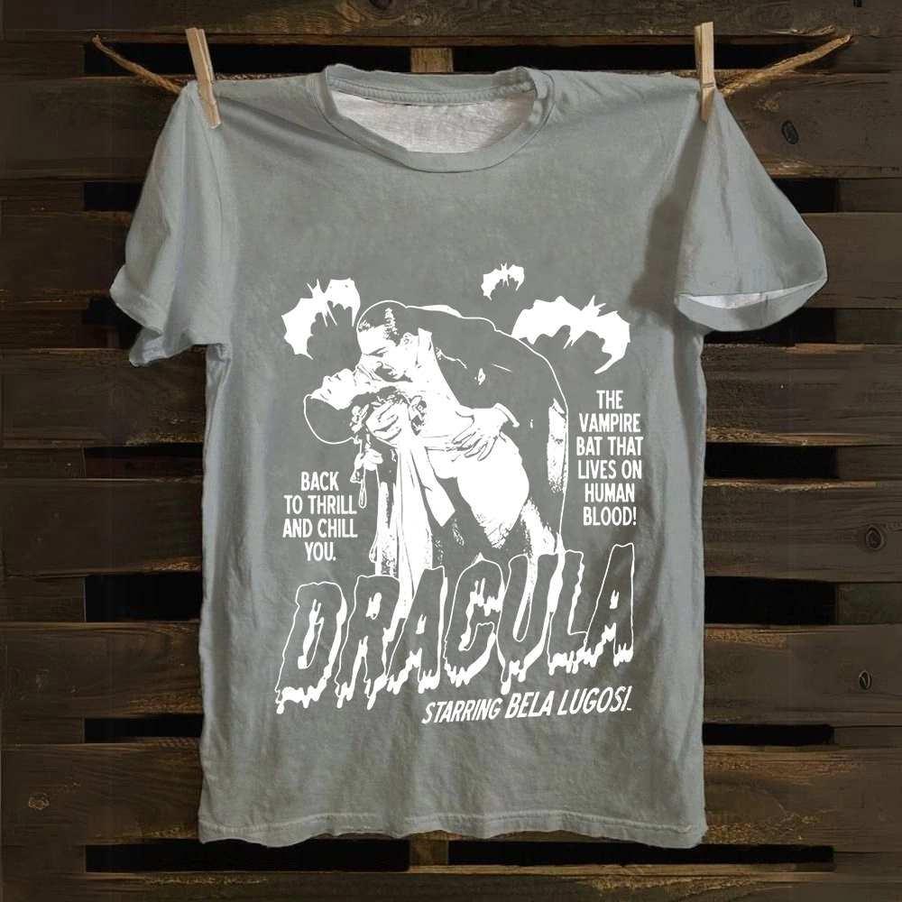 Unisex Vintage  Vampire Dracula Art Cotton T-Shirt