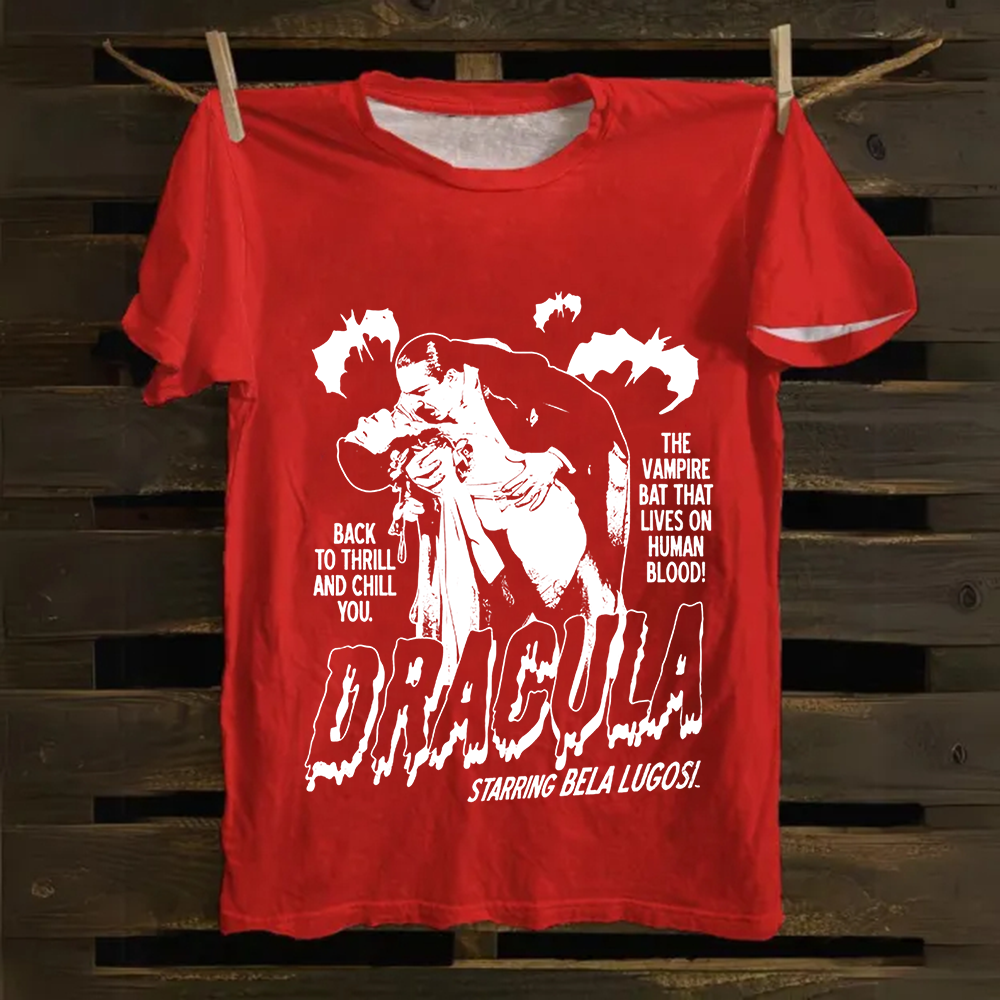 Unisex Vintage  Vampire Dracula Art Cotton T-Shirt