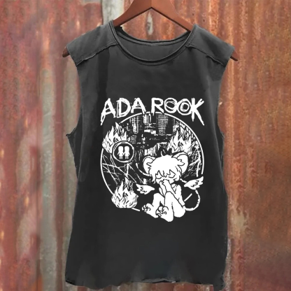 Unisex Vintage Washed Ada Rook Musician Singer  Tank Top