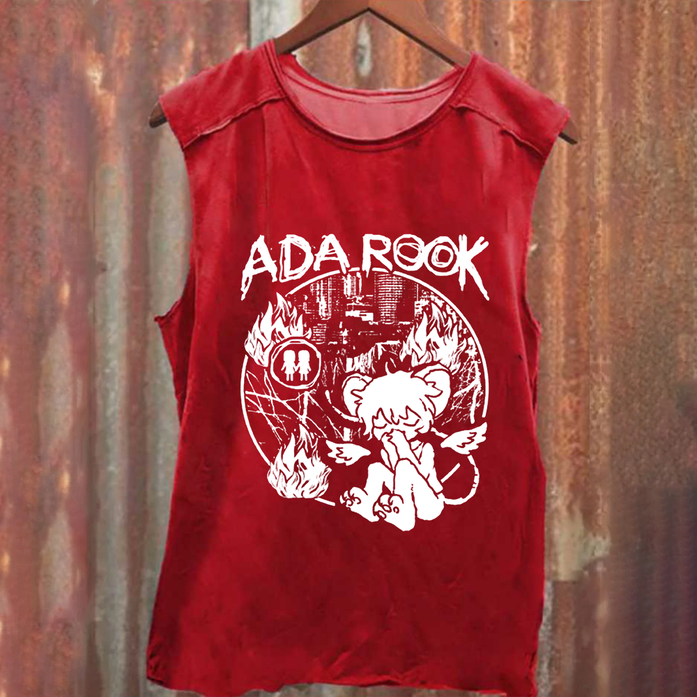 Unisex Vintage Washed Ada Rook Musician Singer  Tank Top