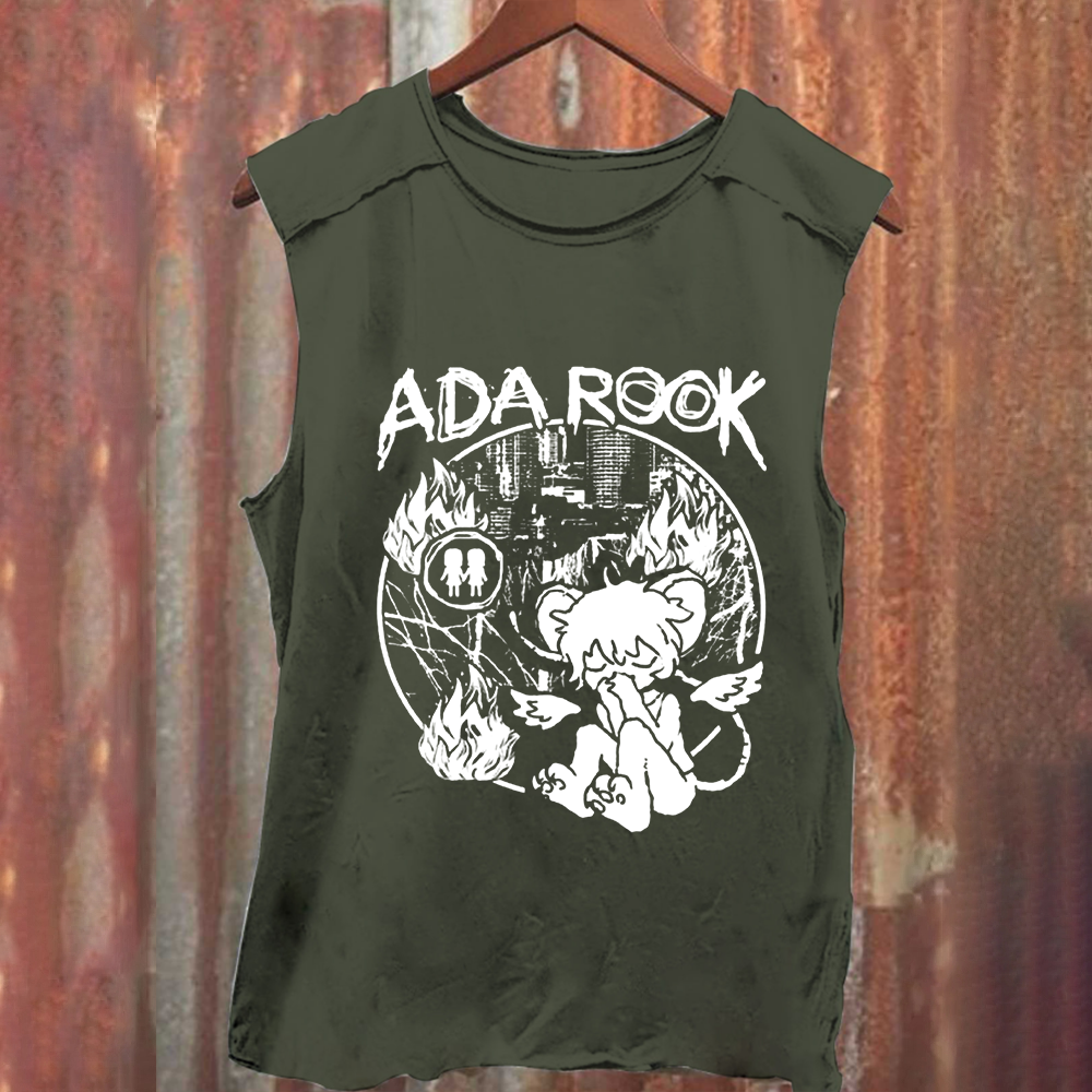 Unisex Vintage Washed Ada Rook Musician Singer  Tank Top