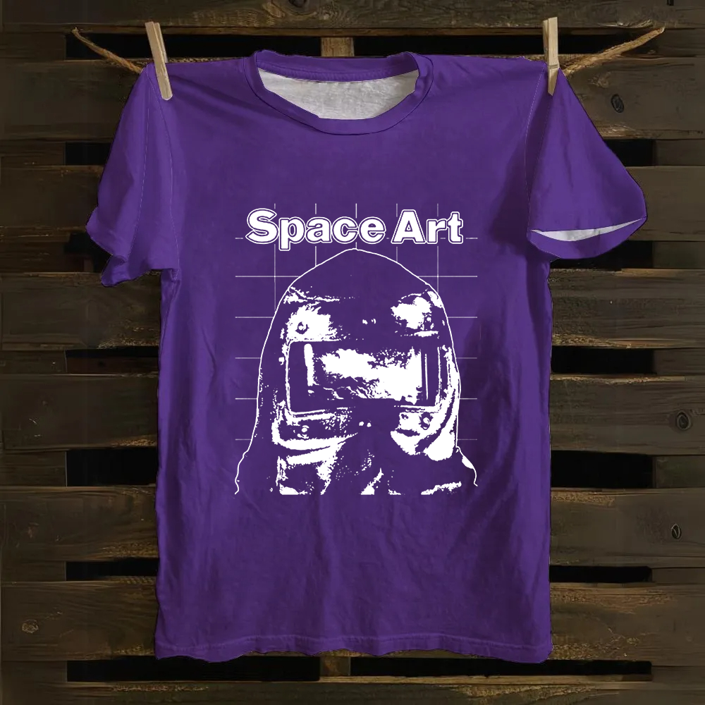 Unisex Vintage Space Art Band Cotton T-Shirt