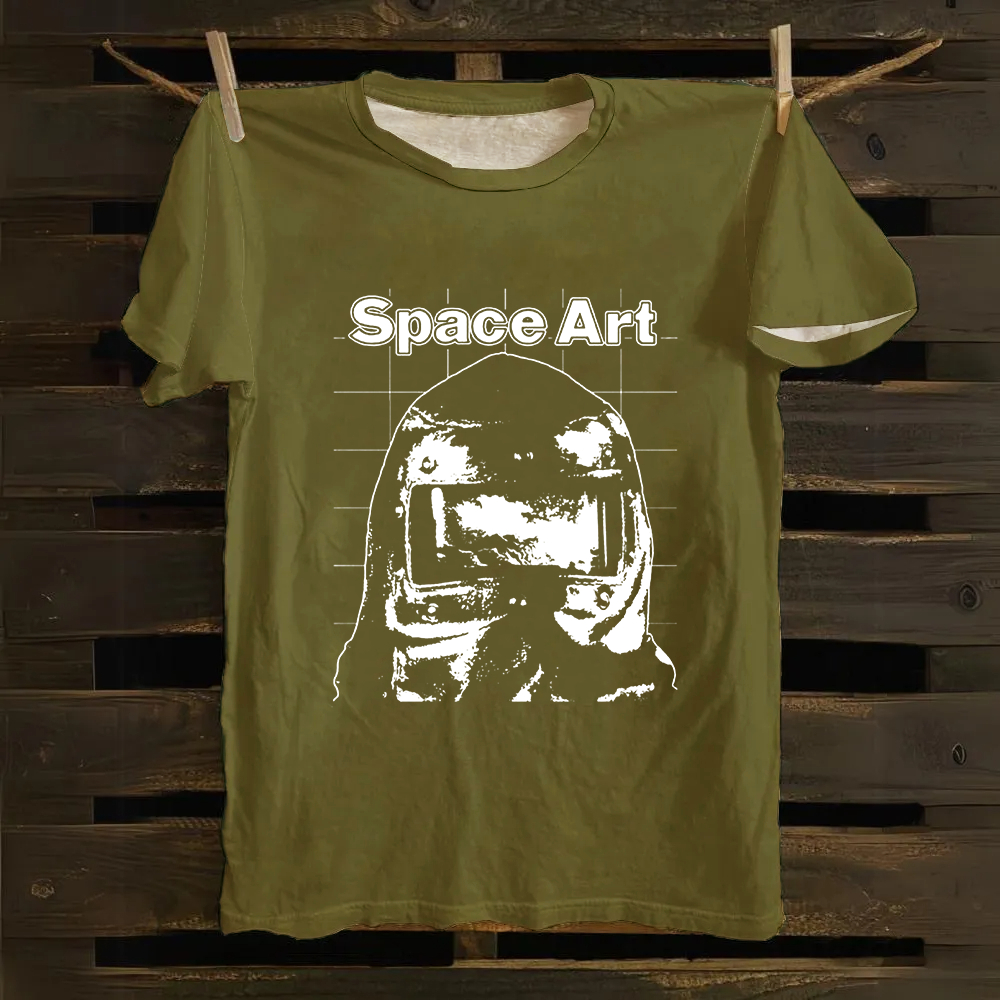 Unisex Vintage Space Art Band Cotton T-Shirt