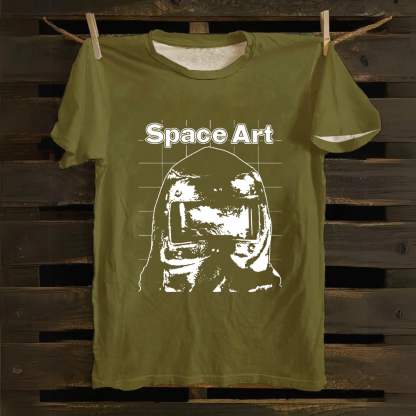 Unisex Vintage Space Art Band Cotton T-Shirt