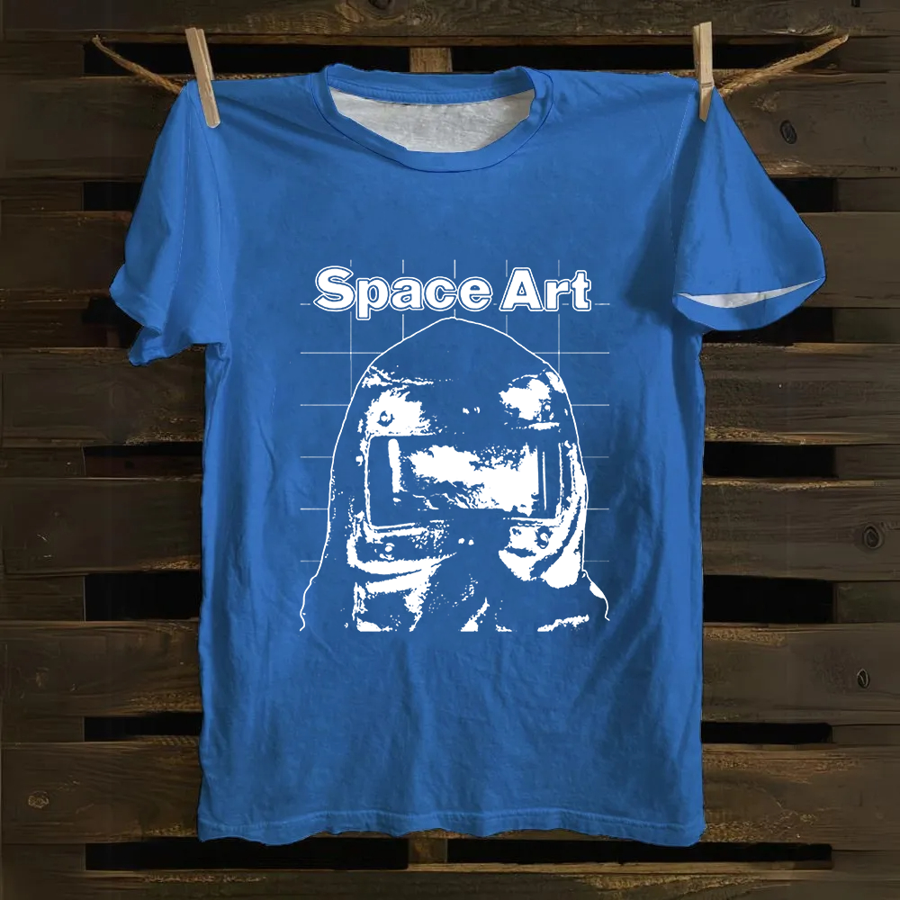 Unisex Vintage Space Art Band Cotton T-Shirt