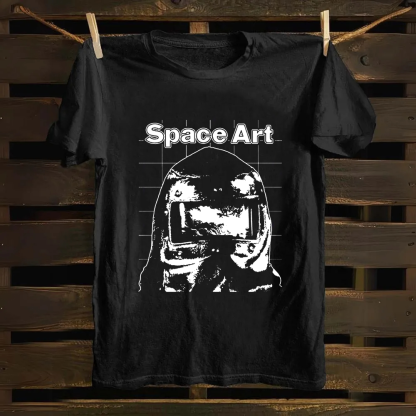 Unisex Vintage Space Art Band Cotton T-Shirt