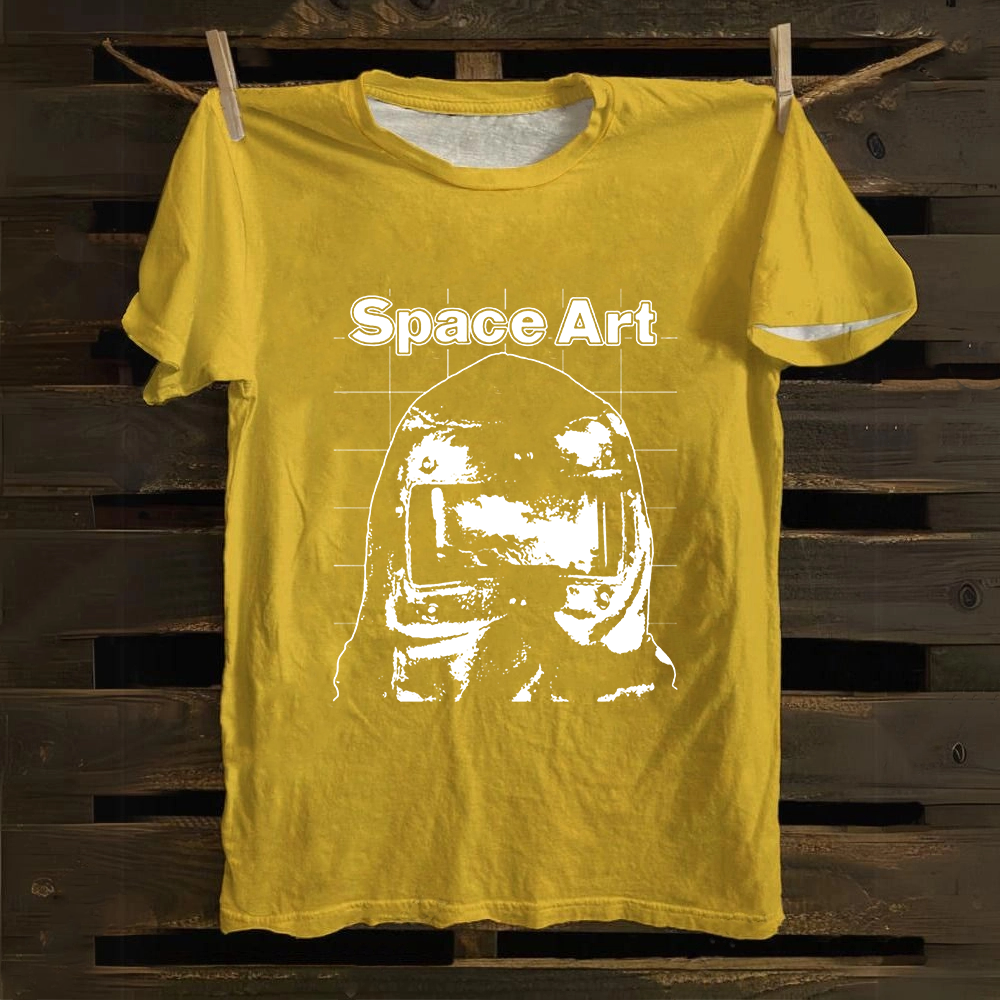 Unisex Vintage Space Art Band Cotton T-Shirt