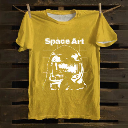 Unisex Vintage Space Art Band Cotton T-Shirt