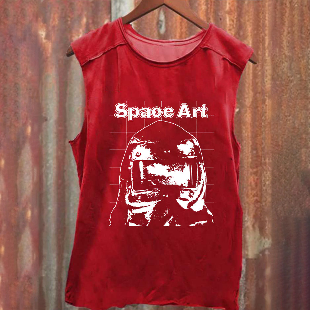 Unisex Vintage Washed Space Art Band Tank Top