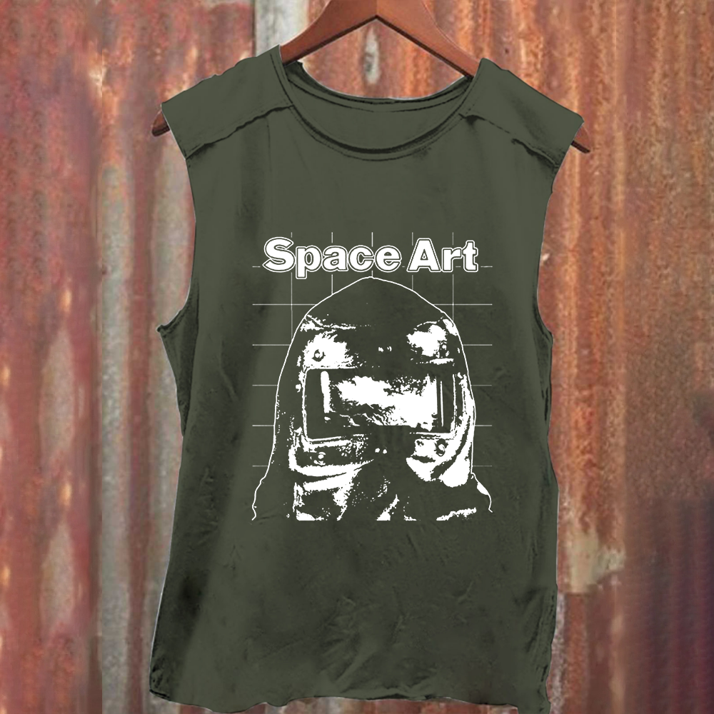Unisex Vintage Washed Space Art Band Tank Top