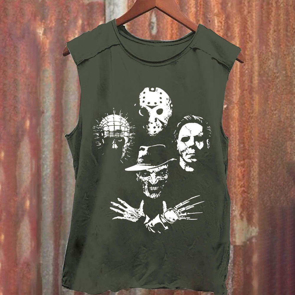 Horror Film  Tank Top Halloween Freddie Jason Hellraiser Grunge Rock Retro Black