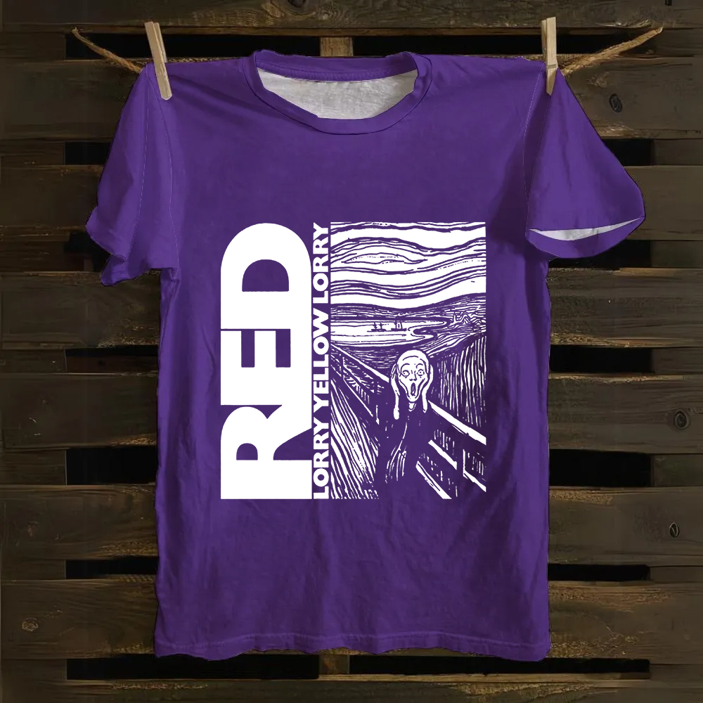 Unisex Vintage S Red Lorry Yellow Lorry Band Cotton T-Shirt