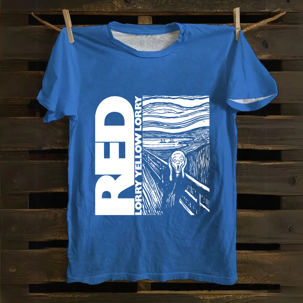 Unisex Vintage S Red Lorry Yellow Lorry Band Cotton T-Shirt