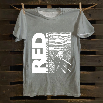 Unisex Vintage S Red Lorry Yellow Lorry Band Cotton T-Shirt