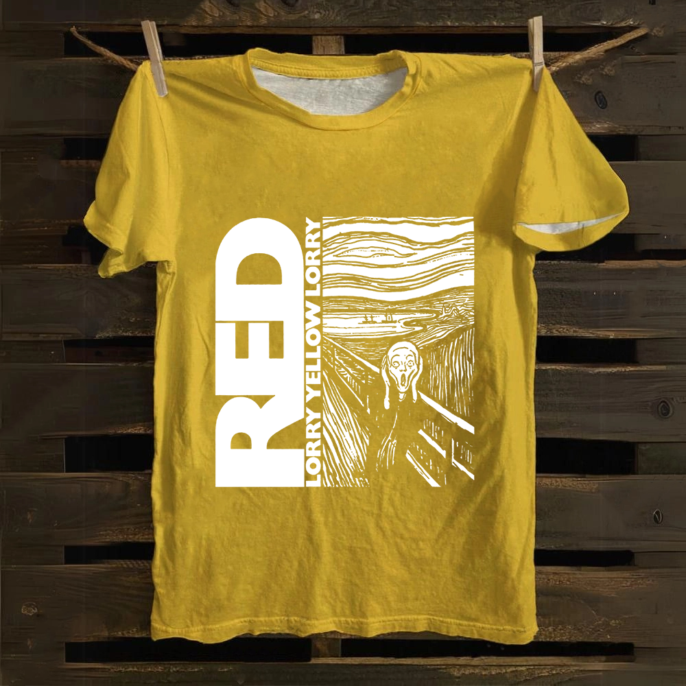 Unisex Vintage S Red Lorry Yellow Lorry Band Cotton T-Shirt