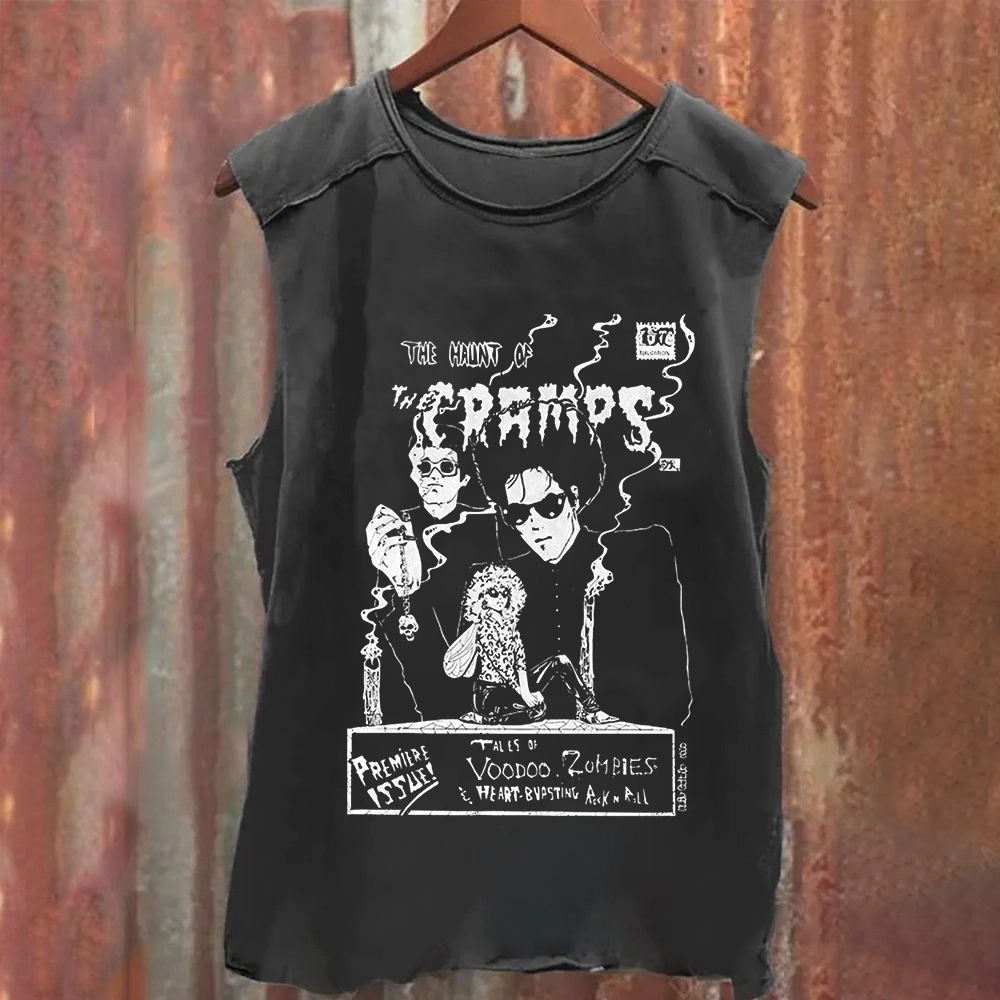 Unisex Vintage Washed The Cramps Rock Band Tank Top