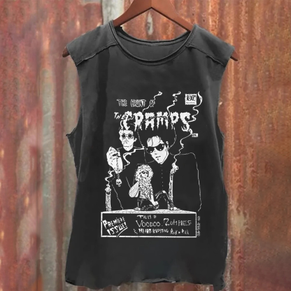 Unisex Vintage Washed The Cramps Rock Band Tank Top