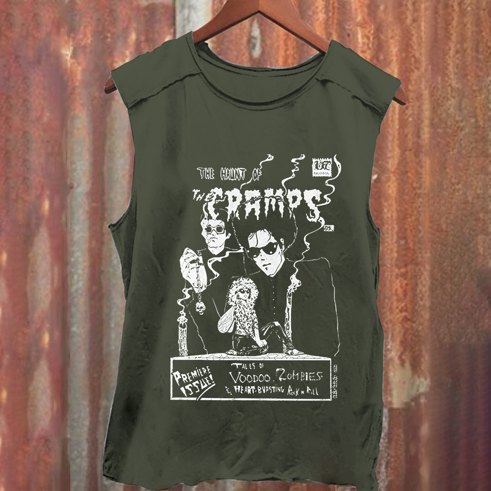 Unisex Vintage Washed The Cramps Rock Band Tank Top