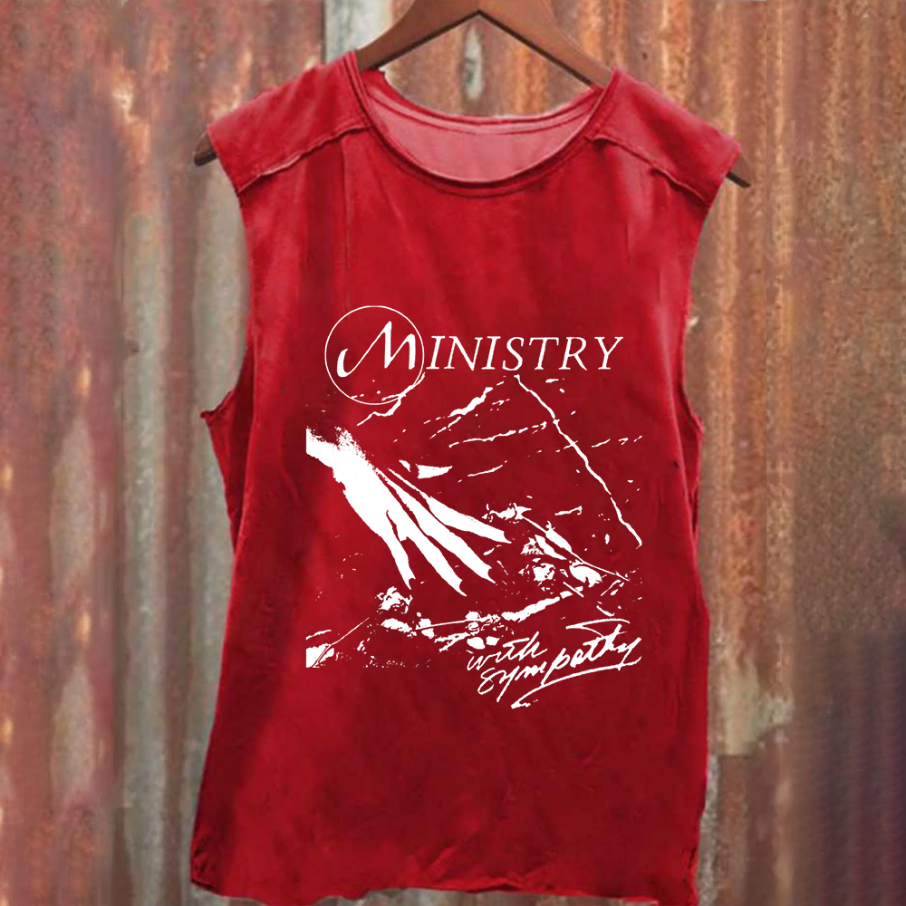 Unisex Vintage Washed  Ministry Band With Sympathy Music  Tank Top
