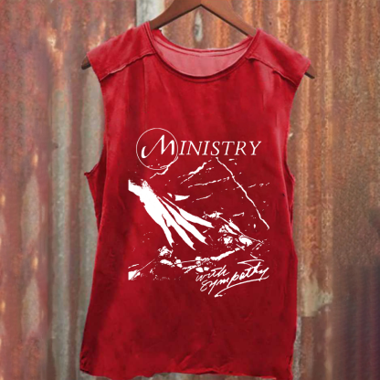 Unisex Vintage Washed  Ministry Band With Sympathy Music  Tank Top