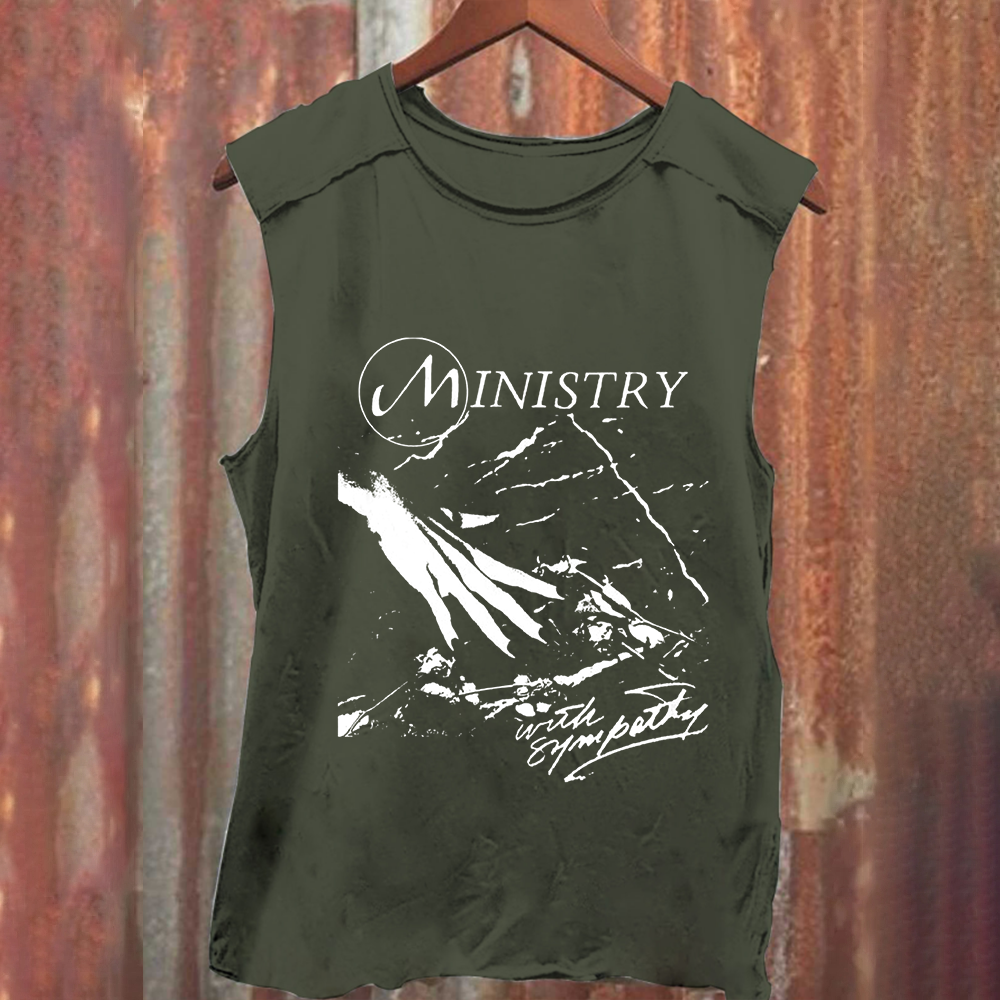 Unisex Vintage Washed  Ministry Band With Sympathy Music  Tank Top