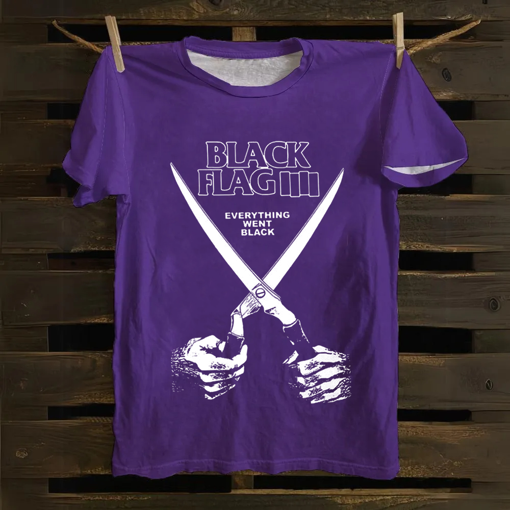 Unisex Vintage Black Flag Rock Band Cotton T-Shirt