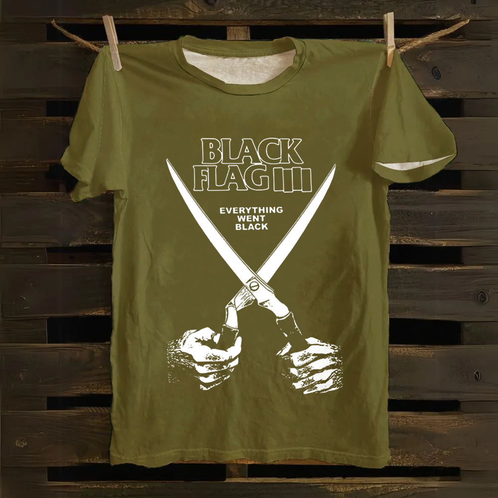 Unisex Vintage Black Flag Rock Band Cotton T-Shirt