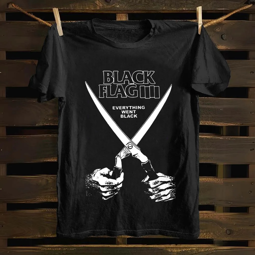 Unisex Vintage Black Flag Rock Band Cotton T-Shirt