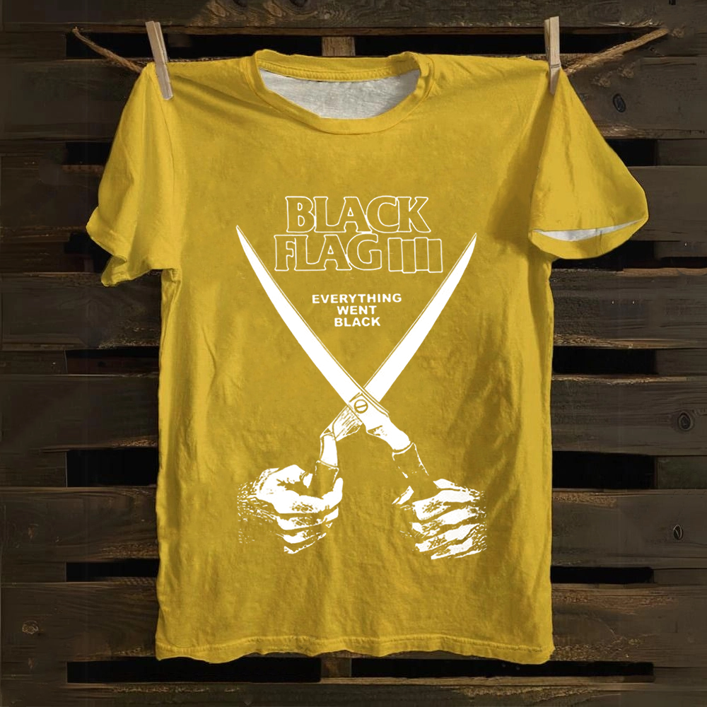 Unisex Vintage Black Flag Rock Band Cotton T-Shirt