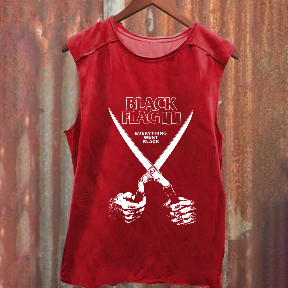 Unisex Vintage Washed Black Flag Rock Band Tank Top